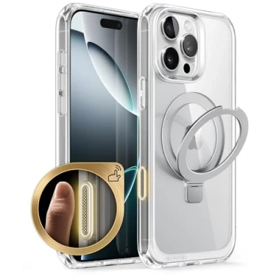Abbildung von SUPCASE für iPhone 16 Pro Max Hülle 6.9&#039;&#039; mit Ringständer, Kompatibel MagSafe Slim Handyhülle Dünn Case Durchsichtig Schutzhülle Backcover [UB Mag Stand] (Kristall)
