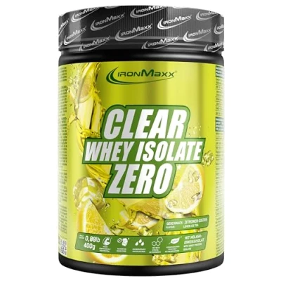Abbildung von IronMaxx Clear Whey Isolate Zero Lemon Ice Tea 400g Dose Klarer Molkenprotein Isolat ohne Zucker Laktosefreies Protein Limonade mit fruchtig erfrischendem Geschmack