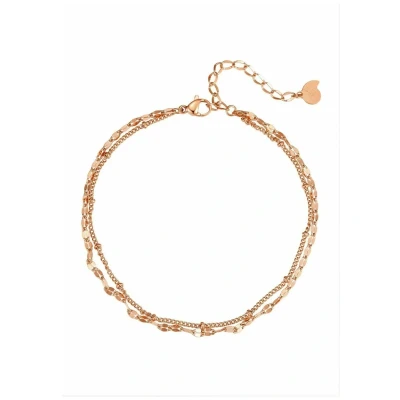 Abbildung von Hey Happiness Layered CURB AND Bobble Fußkettchen, Damen, Größe: One Size, Rosegoldfarben