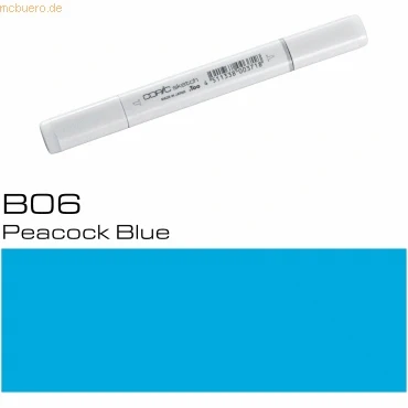 Abbildung von COPIC Sketch Marker Typ B 06, Peacock Blue, professioneller Pinselmarker, mit einer Super Brush Spitze und Medium Broad