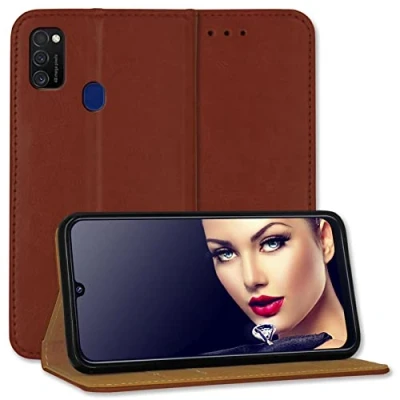 Abbildung von mtb more energy® Schutztasche Business kompatibel mit Samsung Galaxy M21 (M215), M30s (M307, 6.4&#039;&#039;) braun seitlich aufklappbar Schutz Case Wallet Cover Hülle