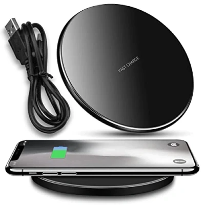 Abbildung von Qi Induktions Ladestation Kabellos 15W 10W 5W kompatibel mit Gigaset GS5 GS4 GS3 Wireless Charger, Modell:M06_15W_Schwarz