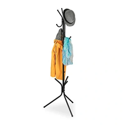 Abbildung von Relaxdays Garderobenständer Metall, modern, Jackenständer 6 Haken, freistehende Garderobe, HBT 161 x 53 cm, schwarz