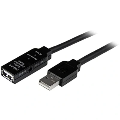 Abbildung von StarTech.com 25m aktives USB 2.0 Verlängerungskabel, St/Bu, Reapeater / Signalverstärker Kabel Stecker/Buchse, Schwarz