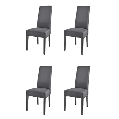 Abbildung von t m c s Tommychairs 4er Set Moderne Stühle Chiara für Küche und Esszimmer, robuste Struktur aus lackiertem Buchenholz Farbe Dunkelgrau, gepolstert mit Stoff in der Dunkelgrau bezogen