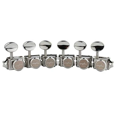 Abbildung von Guyker 6 Inline Vintage Guitar Lock String Tuners Locking Tuning Key Pegs Machine Heads Replacement Parts for ST TL Style Electric, Folk or Acoustic Guitars Nickel