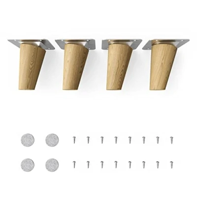 Abbildung von sossai® Möbelfuß Holzfüße Rund schräge Ausführung Eiche, (4 St), 8cm 71cm