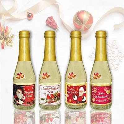 Abbildung von 4x Piccolo 0,2l Geschenk zu Weihnachten Sekt Secco Beerenperlwein halbtrocken prickelnd frischer Beeren Perlwein Schaumwein aus weißen