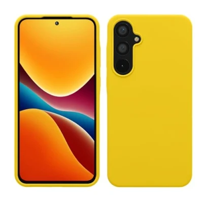 Abbildung von kwmobile Hülle kompatibel mit Samsung Galaxy A55 5G Silikon Handy Case Handyhülle weiche Oberfläche kabelloses Laden Strahlend Gelb
