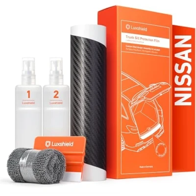 Abbildung von Luxshield Ladekantenschutz Folie für Nissan Leaf 2 (II) ZE1 I 2017 2024 Stoßstangenschutz, Kratzschutz, Lackschutzfolie Carbon Schwarz