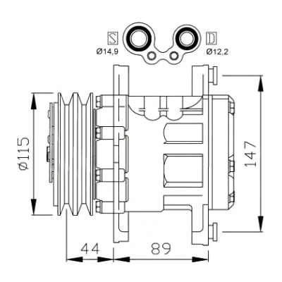Abbildung von NRF EASY FIT 32207 Kompressor SD7B10 12 PAG 46 mit Kompressoröl, Dichtring FIAT: Seicento / 600 Schrägheck