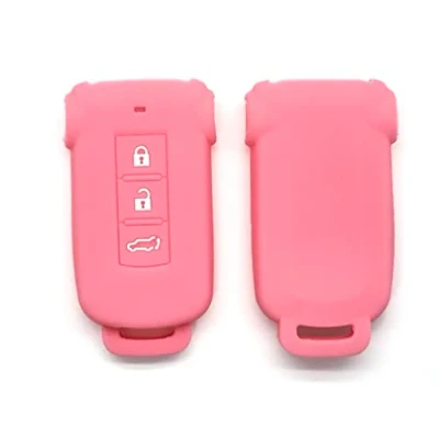 Abbildung von Nordecco Silikon Schlüssel Schutzhülle für Mitsubishi Outlander PHEV Pajero Delica D5 2014 2017 2018 3 Tasten KeyLess (Rosa)