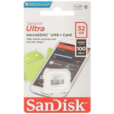 Abbildung von SanDisk Ultra microSDHC 32GB, up to 100MB/s, Class 10, UHS I, Full HD Video