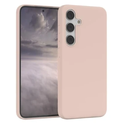 Abbildung von EAZY CASE Premium Silikon Handyhülle kompatibel mit Galaxy S25 Slimcover Kameraschutz und Innenfutter, Silikonhülle, Schutzhülle, Bumper, Handy Case, Hülle, Softcase, Rosa Braun