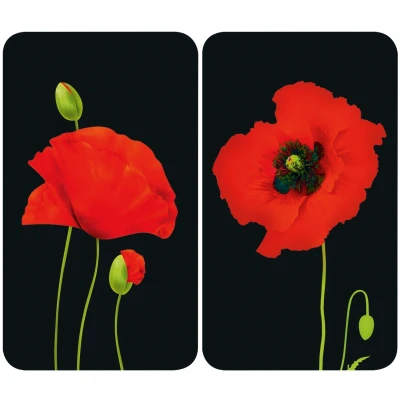 Abbildung von WENKO Herd Abdeckplatte &quot;Universal Mohn&quot;, (Set, 2 tlg.)