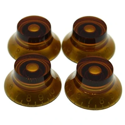 Abbildung von KAISH 4 Stück USA/Imperial Spec LP Gitarrenknöpfe 24 feine Spline Top Hat für Gibson Les Pauls oder CTS Pots, bernsteinfarben