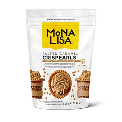 Abbildung von Mona Lisa Crispearls by Callebaut wiederverschließbarer Klett 800g Beutel aromatisierte, beschichtete Müslibällchen zum Dekorieren von Kuchen, Cupcakes, Waffeln, Crepes, Pfannkuchen (gesalzenes
