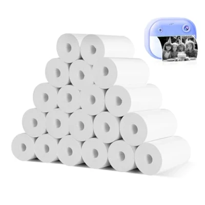Abbildung von (20 Rollen) Nachfüllpapier für Kinderkamera Thermopapier Kinderkamera, Thermodrucker Papier Weiß, Kamera Kinder Sofortdruck Papier, Einfach auszutauschen.