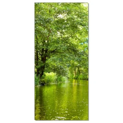 Abbildung von Wallario Selbstklebende Türtapete Spreewald in Brandenburg grüne Wälder und Spiegelungen im Wasser Türposter 93 x 205 cm Abwischbar, rückstandsfrei zu entfernen