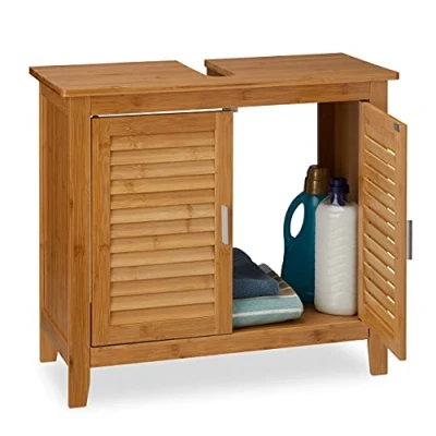 Abbildung von relaxdays Waschbeckenunterschrank LAMELL Bambus