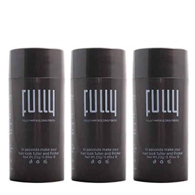 Abbildung von 3 x Fully Haarfasern 23g Streuhaar Haarverdichter Schütthaare Haarverdichtung, Farbton:Schwarz (Black)