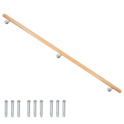 Abbildung von Buche Holz Handlauf Treppengeländer Geländer für Treppe Wandhandlauf Wand seitliche Montage Auswahl Länge 80 500 cm, Länge:200 cm