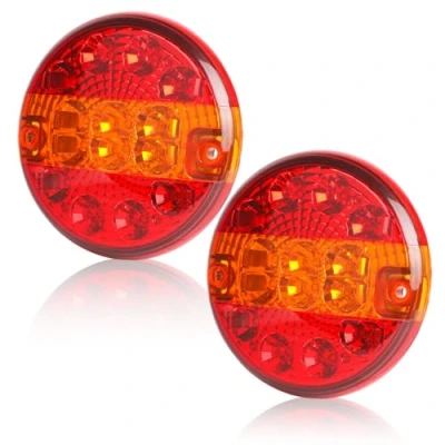 Abbildung von AOHEWEI 2 Stück LED Anhänger Rücklicht Rund LKW Bremslicht Indikator Wasserdicht 12V 24V für Wohnwagen oder Van