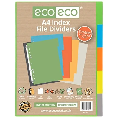 Abbildung von eco A4 50% Recycelt Set 5 Indexdatei Teiler