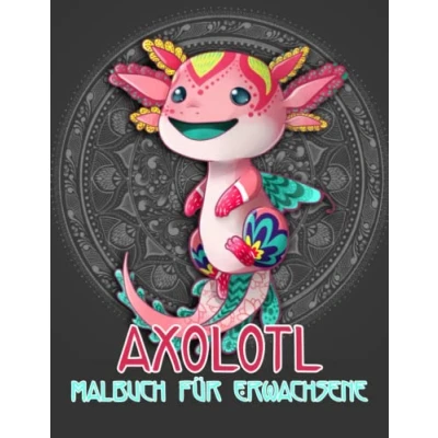 Abbildung von Axolotl Malbuch für Erwachsene: 30 Illustrationen Niedliche Mandalas Malerei Jungen und Mädchen Mit Unglaublichen von Süßen Motiven zum Ausmalen Spaß haben