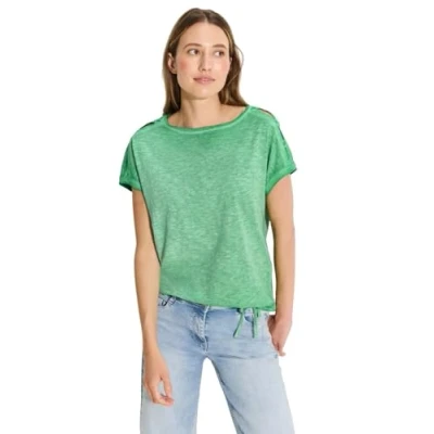 Abbildung von Cecil Flammgarn Tshirt basic, Damen, Größe: XS, Grün