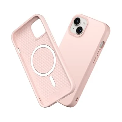 Abbildung von RhinoShield Case kompatibel mit [iPhone 14/13] SolidSuit MagSafe Stoßdämpfende &amp; schlanke Schutzhülle Premium Finish 3.5 Meter Fallschutz Samtrosa