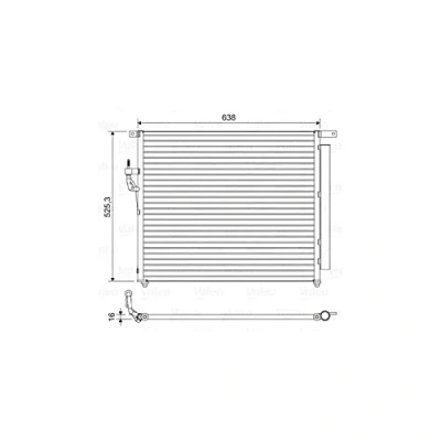 Abbildung von VALEO 822603 Klimakondensator mit Trockner Aluminium 525 FORD: Ranger Mk3