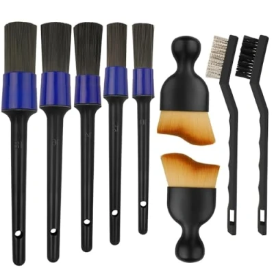Abbildung von SUJAHHUJIQ Auto Detail Pinsel Set, 9 teilig, weiche Borsten, kratzfest, Innenbürste für die Reinigung von Innenräumen, Außen, Lüftungsschlitzen des Autos