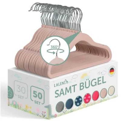 Abbildung von Laleni Kleiderbügel für Kinder mit Samtbezug rutschfest, (50 tlg), 360 drehbar