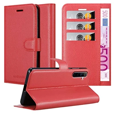 Abbildung von Cadorabo Hülle kompatibel mit Realme 6 4G / 6s Handyhülle aus Premium Kunst Leder Flip Klappbare Stoßfeste Magnetische [Standfunktion] [Kartenfächern] Cover für Tasche in Rot