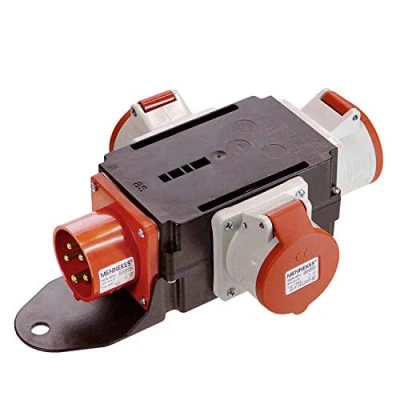 Abbildung von as Schwabe MIXO Starkstromverteiler CEE Stecker 400V/16A/5 polig, ca. 11 kW Starkstrom Adapter 3 x Steckdose 400 V 16 A 5 polig Stromstation Außenbereich Made Germany IP44, 60531