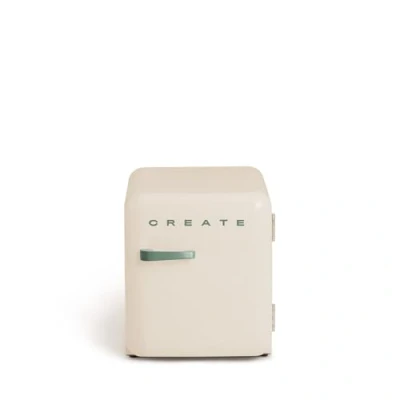 Abbildung von CREATE / Retro FRIDGE 50 SAGE/Kühlschrank in Cremeweiß, Griff Salbeigrün 85W, Minibar, eine Regalfläche, Design, 50cm, zwei Ablagen, 48L Fassungsvermögen, energiesparend, 50x44x49,8cm