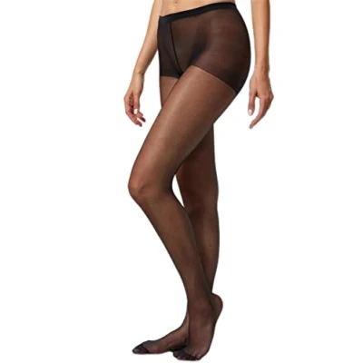 Abbildung von Nur Die Damen 3er Pack Seidenfein 15 DEN Fein Strumpfhose seidig glänzende Optik Komfortbund reißfest transparent Strumpfhosen schwarz M