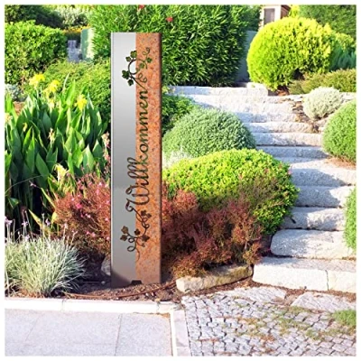 Abbildung von tuning art Gartenstecker EW100 KL E Gartenschild Willkommen Edelrost 120cm x 21cm