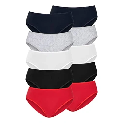 Abbildung von Lascana 10 PACK Slip, Damen, Größe: 48/50, Rot schwarz weiß grau meliert navy