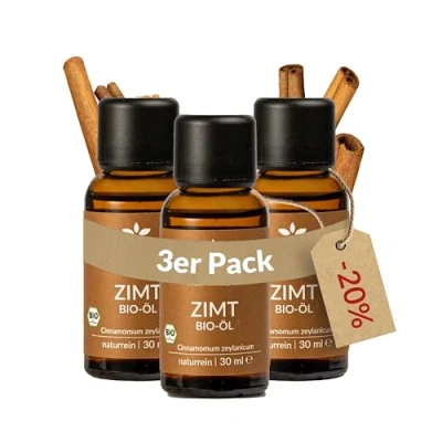 Abbildung von Heldengrün® BIO Zimtöl [100% NATURREIN] Zertifiziertes Lebensmittel zum Einnehmen Echtes ätherisch Zimt Öl Cinnamon Essential Oil 3 x 30 ml