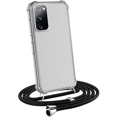 Abbildung von MyGadget Handykette für Samsung Galaxy S20 FE [ TPU Hülle mit verstellbaren Band ] Handyhülle Handyband zum Umhängen Kordel Schnur Case Schutzhülle Schwarz