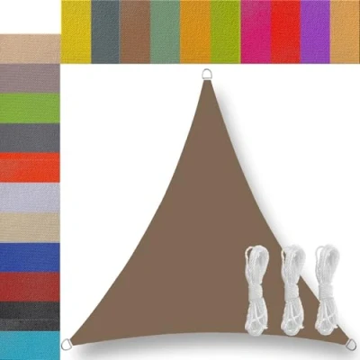 Abbildung von Ufamiluk sonnensegel dreieckig wasserdicht 2x2x2m Balkon Regenschutz 95% UV Schutz Windschutz Überdachung Plane für Garten Terrasse Outdoor Camping Patio Schwimmbad Braun