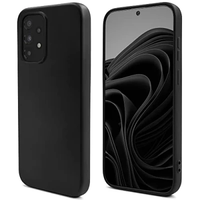 Abbildung von Moozy Lifestyle. Hülle für Samsung A33 5G, Schwarz Premium Silikon Handyhülle Schutzhülle mit Mattem Finish und Weichem Mikrofaserfutter, Phone Cover Case