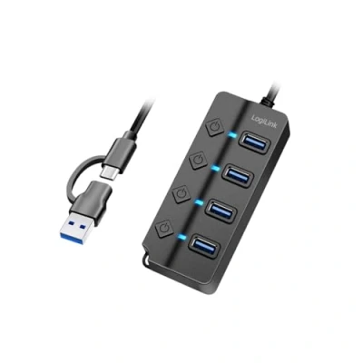 Abbildung von LogiLink UA0419 USB 3.2 Gen1 Hub mt 4 Ports und EIN /Aus Schalter (pro Port)