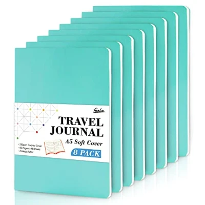 Abbildung von feela Notizbuch A5 Softcover, 8 Stück liniert, Notizheft mit 92 Seiten, 14x21cm, Notizblock Set gut für Büro und Schule zum Zeichen, Schreiben, Student College, Din A5, gelb