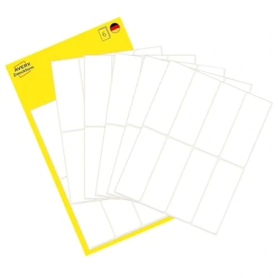 Abbildung von AVERY Zweckform 3079 Haushaltsetiketten selbstklebend (50x19 mm, 48 Aufkleber auf 6 Bogen, Vielzweck Etiketten für Haushalt, Schule und Büro zum Beschriften Kennzeichnen) blanko, weiß