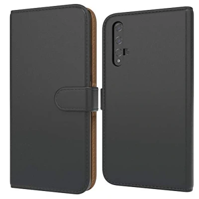 Abbildung von EAZY CASE Tasche kompatibel mit Honor 20 / Huawei Nova 5T Schutzhülle Standfunktion Klapphülle Bookstyle, Handytasche Handyhülle Flip Cover Magnetverschluss und Kartenfach, Kunstleder, Schwarz