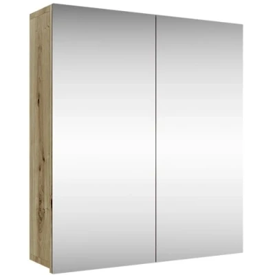 Abbildung von Planetmöbel Merkur Spiegelschrank Bad 60 cm breit Badschrank hängend mit Spiegel Artizan Eiche, Gäste WC 60x67 x 16