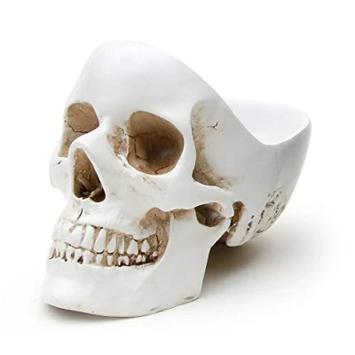 Abbildung von Suck UK Skull Tidy Schale in Schädelform Stiftehalter Aufbewahrungsbehälter für Accessoires Skelet Schmuckständern Dekoration Kleingeld oder Kosmetika Weiß